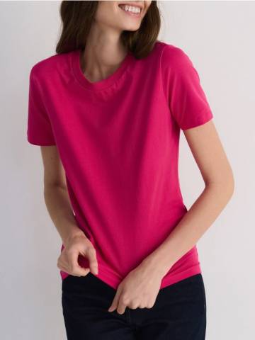 Reserved - LADIES` T-SHIRT - фуксія - 951ED-43X Reserved - LADIES` T-SHIRT - фуксія - 951ED-43X
