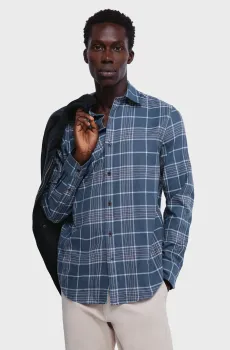 Мужская голубая рубашка в клетку Голубой L SPRINGFIELD 332869