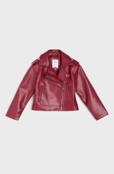 Байкерська куртка зі штучної шкіри - буряковий