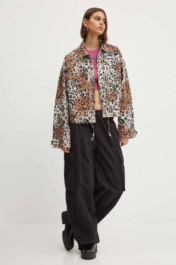 Джинсовая куртка HUGO женская цвет коричневый переходная oversize 50516527 Джинсовая куртка HUGO женская цвет коричневый переходная oversize 50516527