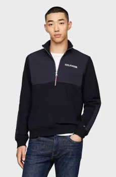 Мужская темно-синяя спортивная кофта MONOTYPE MIX MEDIA HALF ZIP Синий XL Tommy Hilfiger MW0MW35558