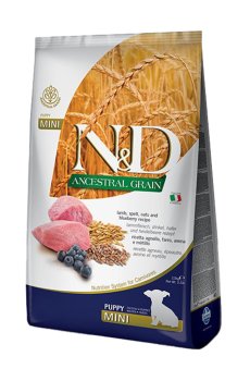Сухой корм для щенков мелких пород Farmina N&D Ancestral Grain с ягнёнком и черникой, 2.5 кг