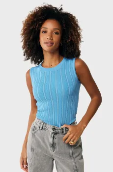 Женский голубой топ LILY Classic ajour tanktop Голубой M Mexx MF006600351W