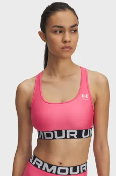 Женский розовый топ UA HG Mid Branded Розовый XS Under Armour 1383544-672