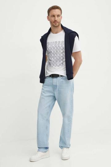Футболка Guess мужской цвет белый с принтом M4YI29 J1314 Футболка Guess мужской цвет белый с принтом M4YI29 J1314