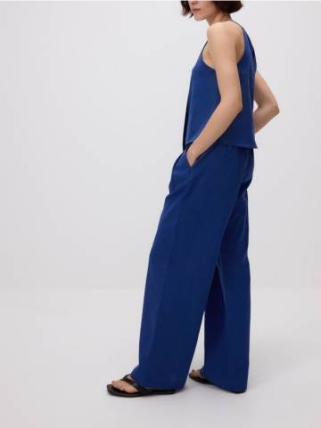 Reserved - Широкі штани з високим вмістом льону - синій - 881HF-55X