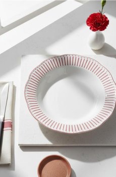 Керамічна миска з декоративним візерунком на краю - пильно-рожевий