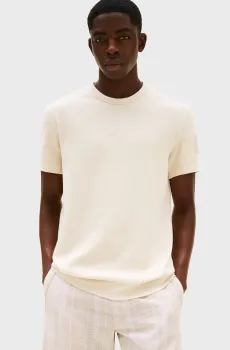 Мужская бежевая футболка SLIM WAFFLE Бежевый S Tommy Jeans DM0DM21778