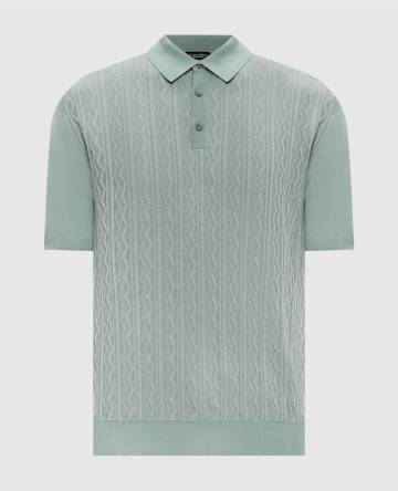 Зеленое поло с шелком в узоре