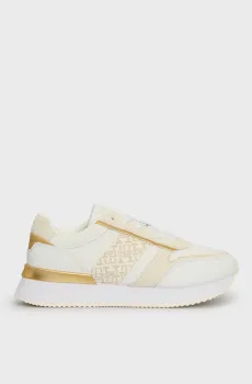 Женские белые кожаные кроссовки LUX MONOGRAM RUNNER Белый 36 Tommy Hilfiger FW0FW08387