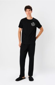 Двокомплектна бавовняна піжама - чорний
