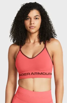 Женский коралловый топ UA Seamless Low Long Bra Коралловый XS Under Armour 1357719-811