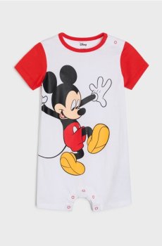 Бавовняний ромпер з принтом Mickey Mouse - білий