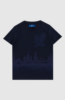 Не вкл Детская темно-синяя футболка с вышивкой