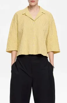 Женская желтая льняная рубашка в полоску Желтый XS Bimba Y Lola 251BR2024.10100