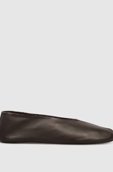 Коричневые кожаные балетки Stella на меху
