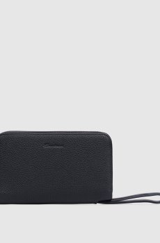 Синий большой кошелек с тиснением логотипа