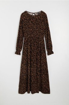 Міді сукня з леопардовим принтом - коричневий