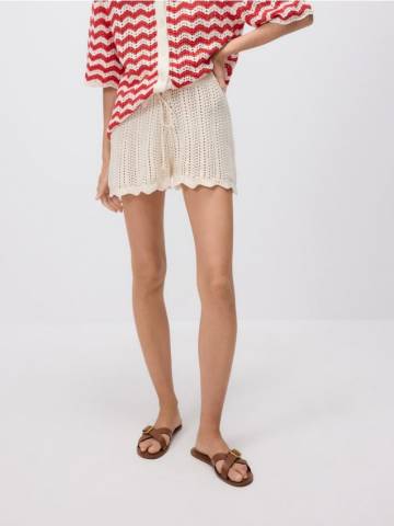 Reserved - Вязані шорти з завязкою - нюдовий - VY183-02X