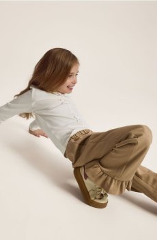 Reserved - Штани з тканини з ланцюжком - бежевий - 131HN-08X