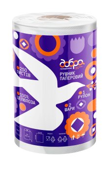 Бумажные полотенца Добра Господарочка Выбойка, 2-слойные, 250 отрывов, 1 рулон