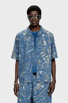 Мужская синяя рубашка с узором S-LINT CAMICIA Синий 48 Diesel A17415 0SLBY