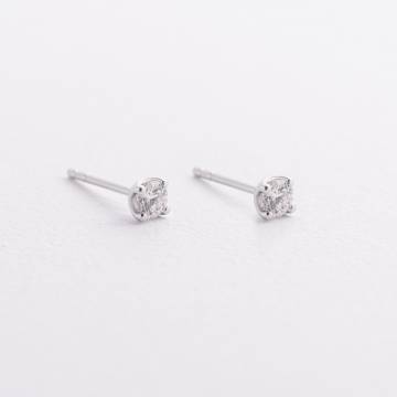 Золотые серьги - пусеты с бриллиантами сб0645у