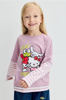 Двошарова бавовняна футболка Hello Kitty - різнобарвний