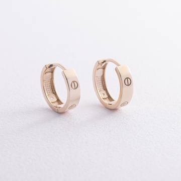 Серьги - кольца "Love" в желтом золоте (фианиты) с07652 Серьги - кольца "Love" в желтом золоте (фианиты) с07652