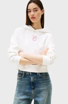 Женское белое худи RLX CRP HEART Белый M Tommy Jeans DW0DW21408