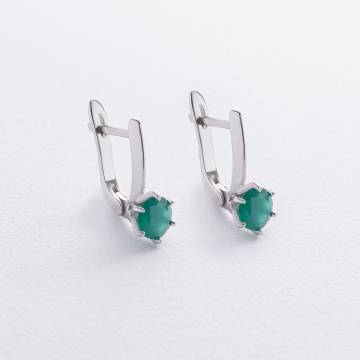 Серебряные серьги с агатом 2526/1р-GRAG Серебряные серьги с агатом 2526/1р-GRAG