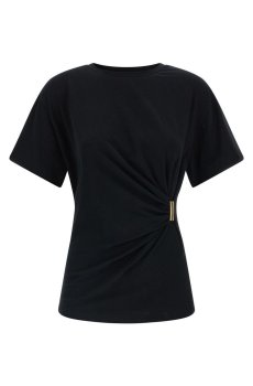 Pinko Black Crew Neck Draped Top