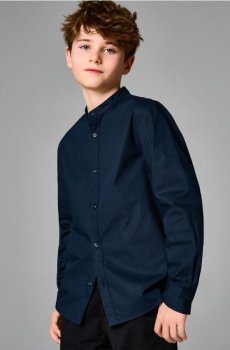 Бавовняна смугаста сорочка - темно-синій