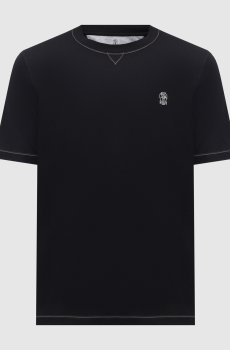 Черная футболка с вышивкой эмблемы
