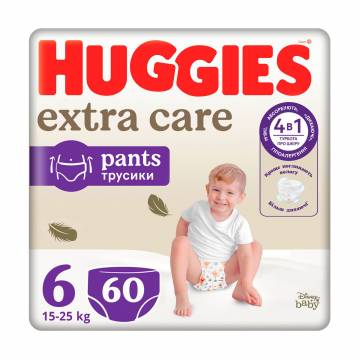 Подгузники-трусики Huggies Extra Care Pants размер 6 (15-25 кг), 60 шт Подгузники-трусики Huggies Extra Care Pants размер 6 (15-25 кг), 60 шт