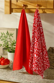 Кухонні рушники з різдвяним мотивом 2 pack - червоний