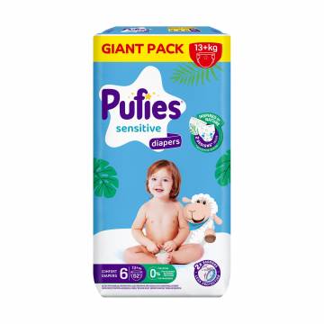 Подгузники Pufies Sensitive GP размер 6 (13+ кг), 62 шт Подгузники Pufies Sensitive GP размер 6 (13+ кг), 62 шт