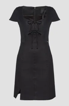 Женское черное льняное платье Черный M Guess W5GK41.WH5L2;JBLK