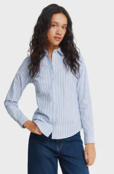 Женская голубая рубашка в полоску Oxford Голубой 34 SPRINGFIELD 6793460