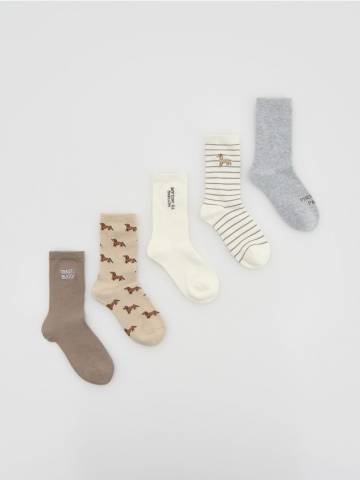 Reserved - Довгі шкарпетки 5 шт. - кремовий - 010FB-01X