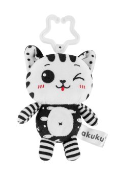 Детская игрушка-подвеска Akuku Котик, черно-белый, с рождения (A0658)