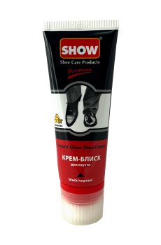 Крем-блеск для обуви SHOW Instant Shine Shoe Cream с губкой, черный, 75 мл (туба)