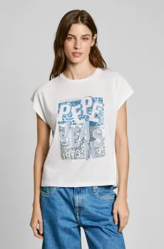 Женская белая футболка VITI Белый S Pepe Jeans PL506019