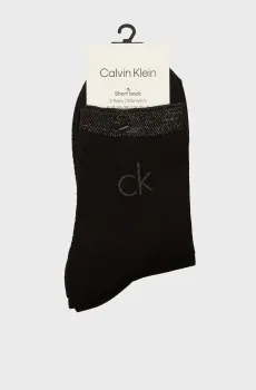 Женские черные носки (2 пары) CK WOMEN SHORT SOCK 2P SHINY LOGO Черный 35-38 Calvin Klein 701229680
