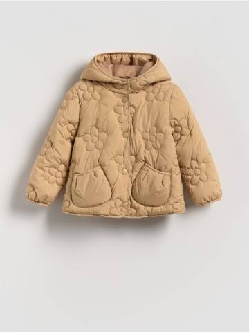Reserved - Стьобана куртка з капюшоном - бежевий - 184EX-08X