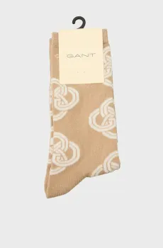 Женские бежевые носки с узором MONOGRAM SOCKS Бежевый 36-38 Gant 4960249