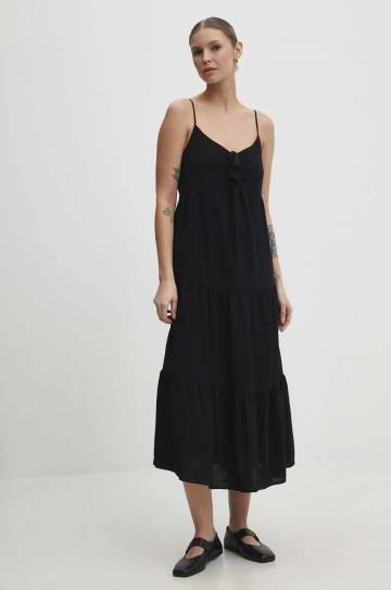 Платье Answear Lab цвет чёрный maxi расклешённая Платье Answear Lab цвет чёрный maxi расклешённая