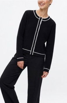 Кардиган із контрастною окантовкою - чорний