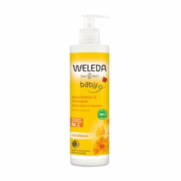 Детский шампунь-гель для тела и волос Weleda Baby Body Wash & Shampoo с календулой, 400 мл Детский шампунь-гель для тела и волос Weleda Baby Body Wash & Shampoo с календулой, 400 мл