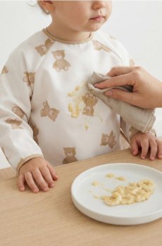 Слинявчик на липучці з мотивом ведмедиків - кремовий